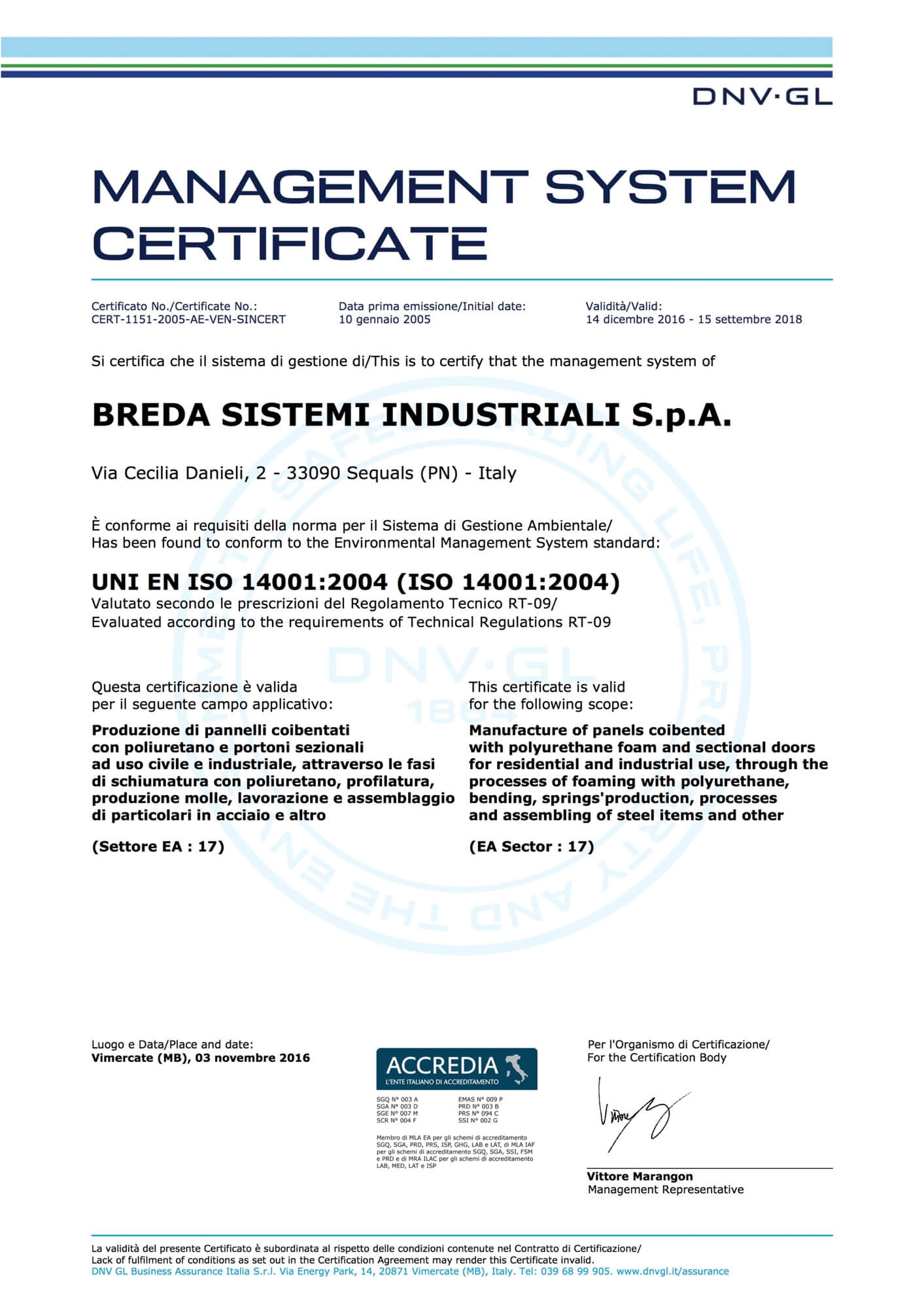 Certificazione ISO 14001